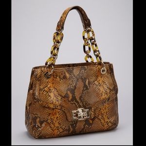 Python Embossed Leather Ruby Satchel